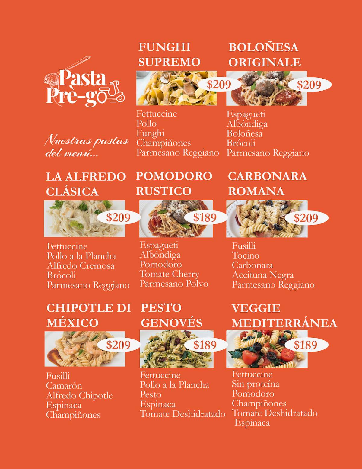 Pasta Pre-Go меню