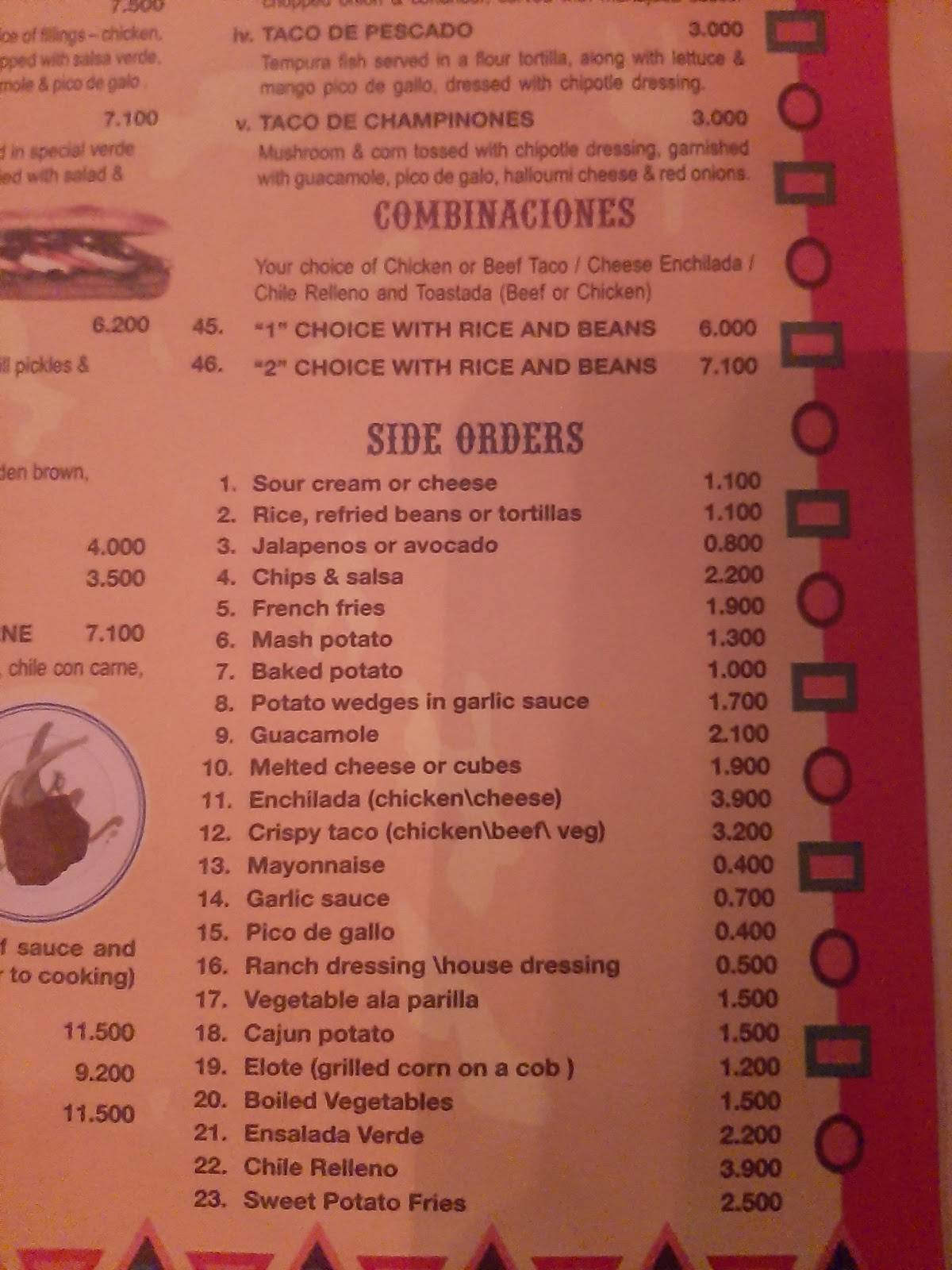Pavo Real меню
