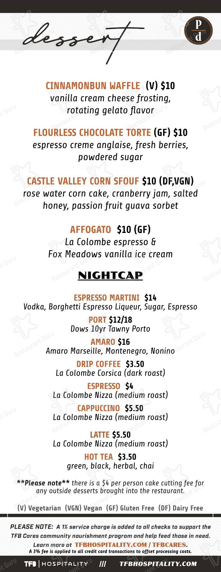 Lunch Menu пиццерии Per Diem в Литице