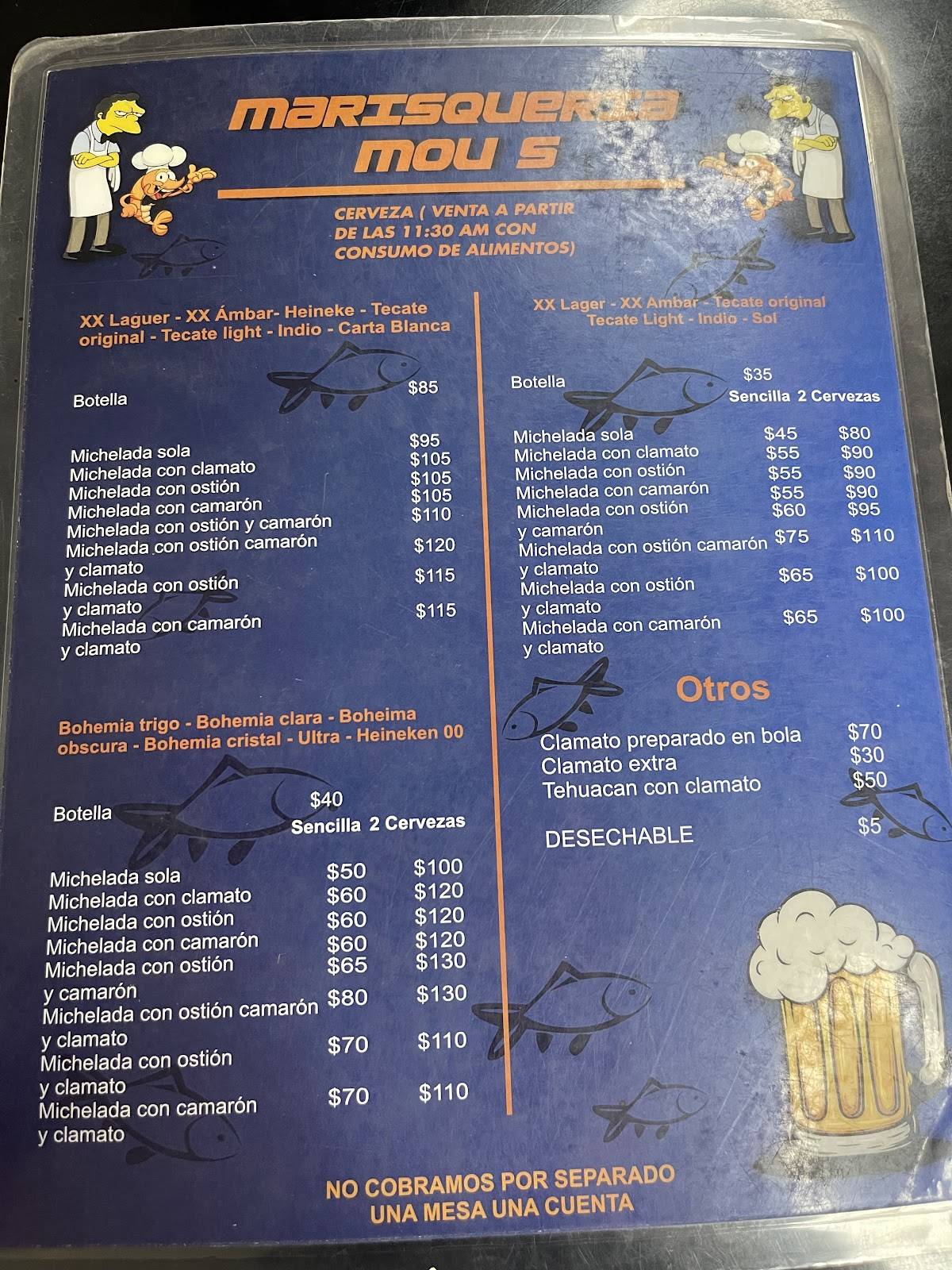 Pescados y mariscos Moe's меню