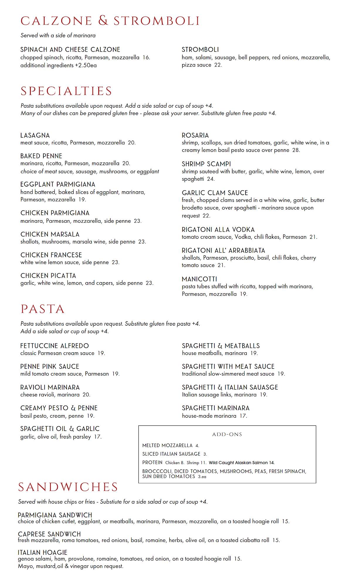 Piccola Italia меню