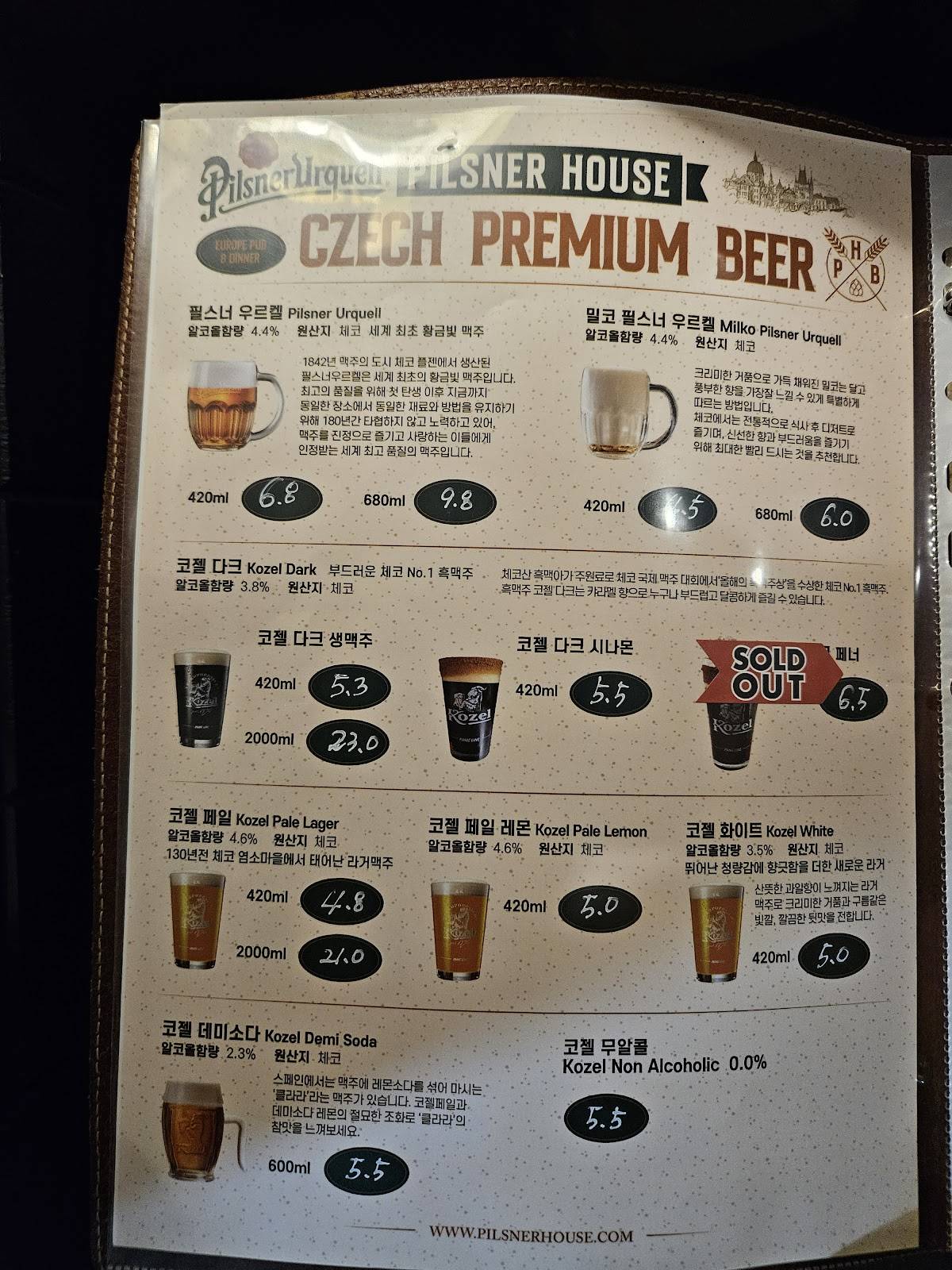 Pilsner House меню