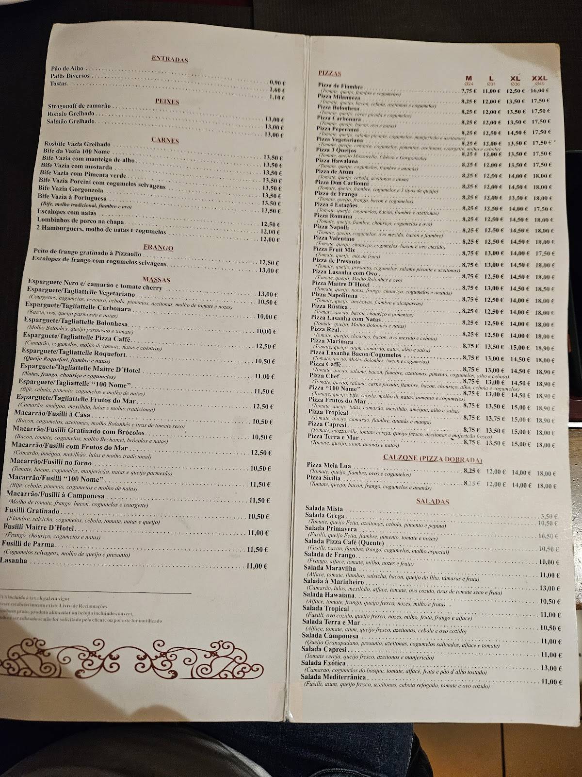 Pizza Caffé меню