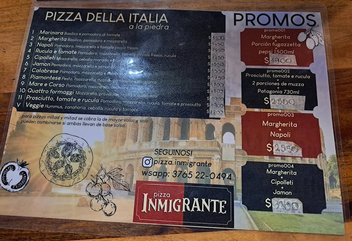 Pizza Inmigrante меню