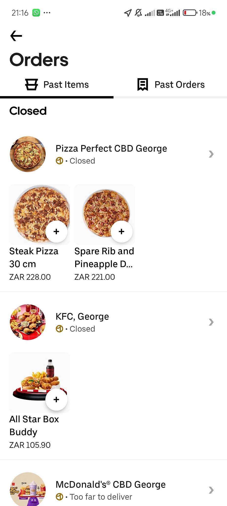 Pizza Perfect George меню