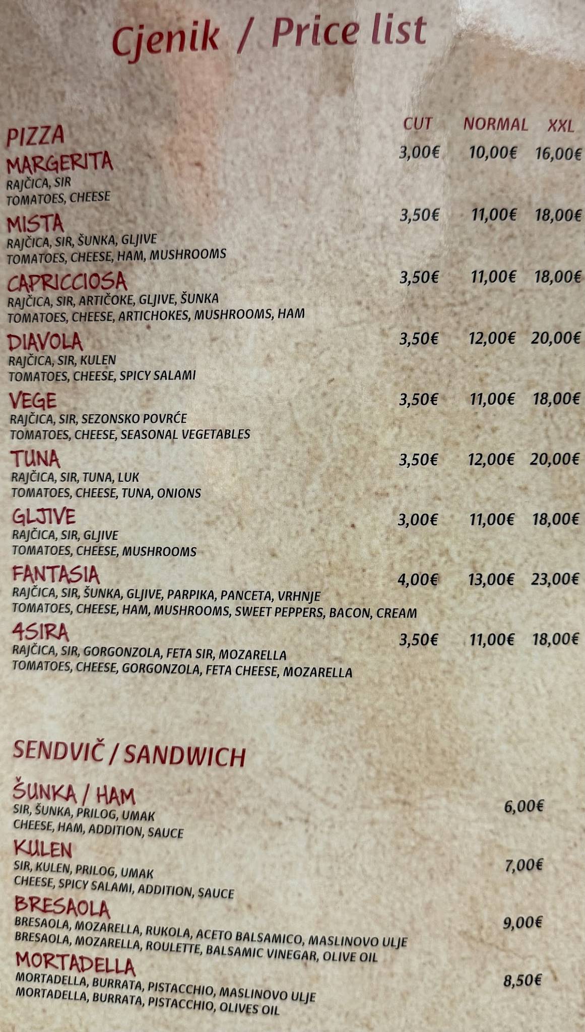 Pizza Way меню