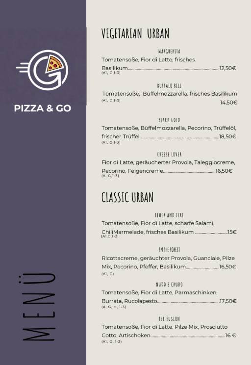 Pizza & Go меню