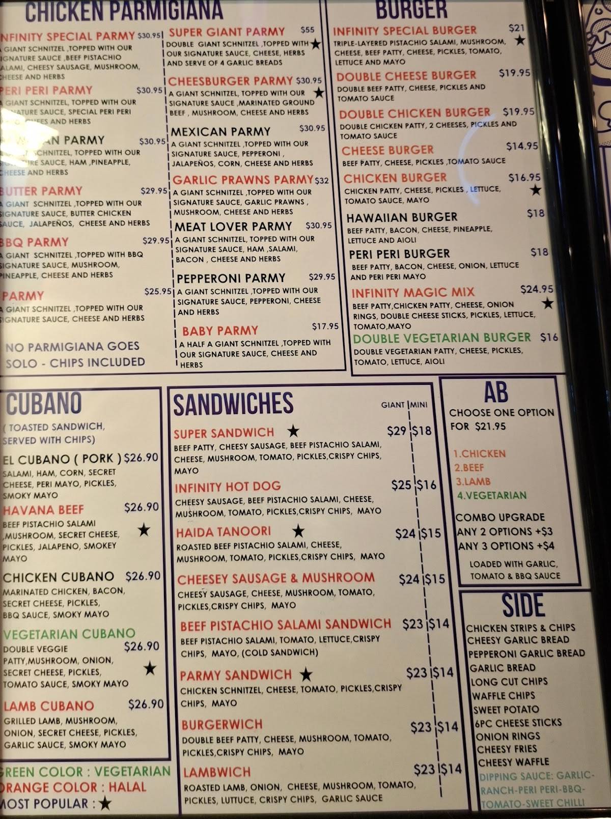 Pizza infinity меню