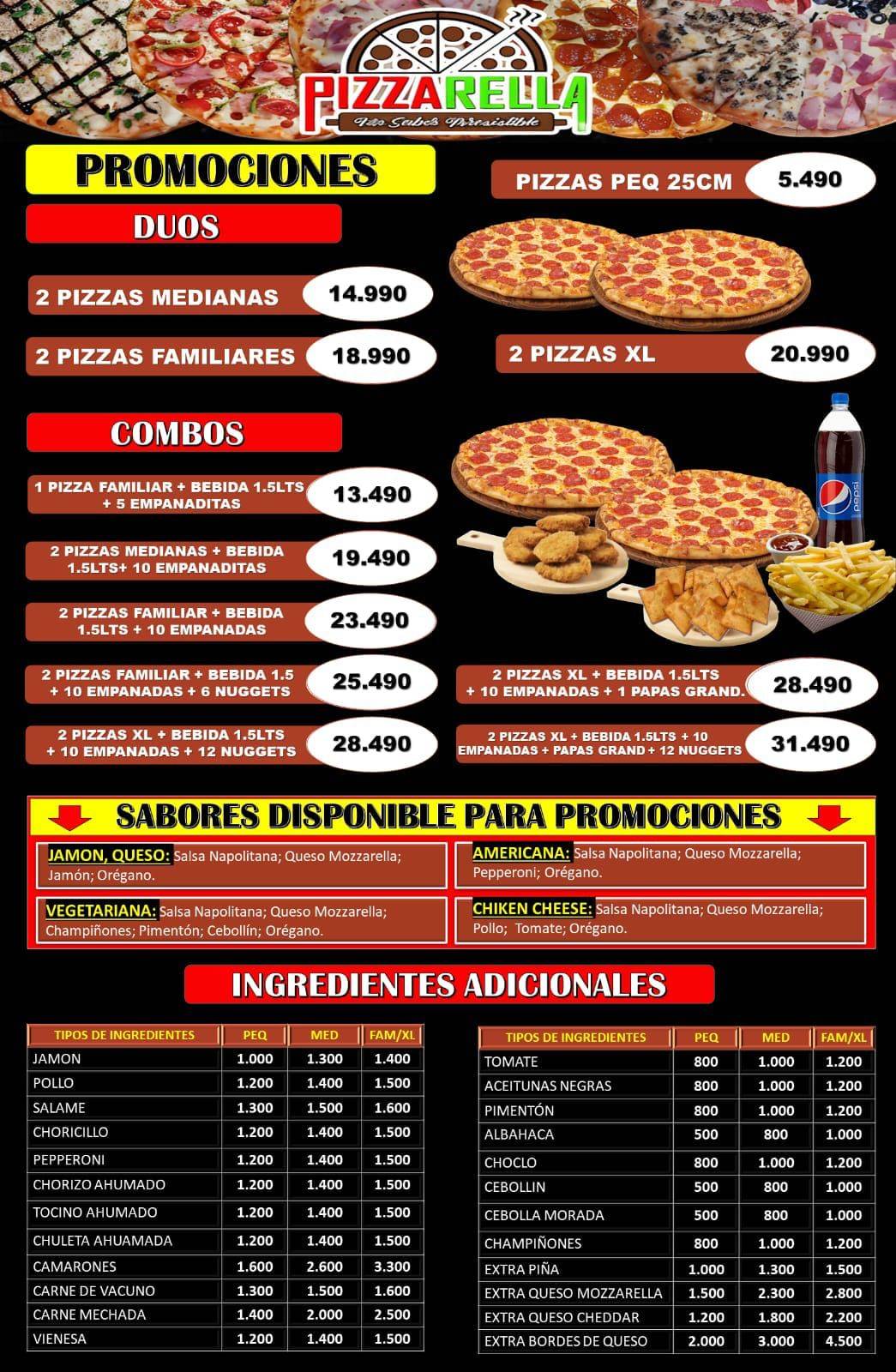 Pizzarella QN меню