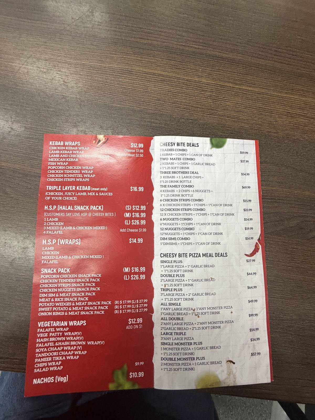 Cheesy Bite Pizza & Kebab - Springvale меню