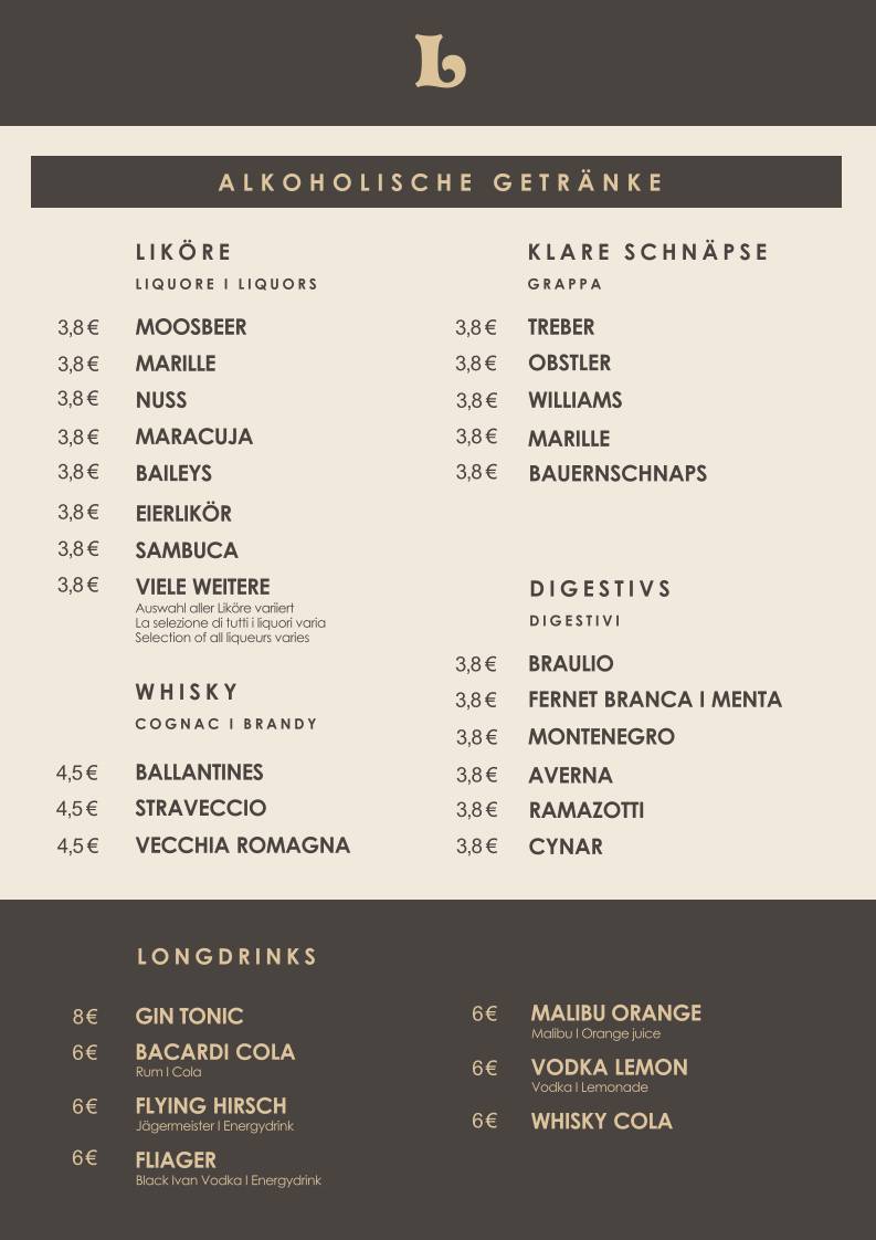 Pizzeria Restaurant Laterne меню