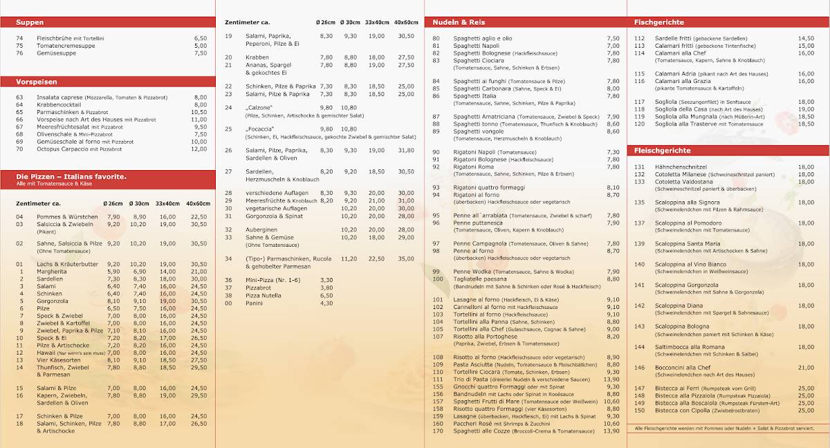 Pizzeria Roma меню