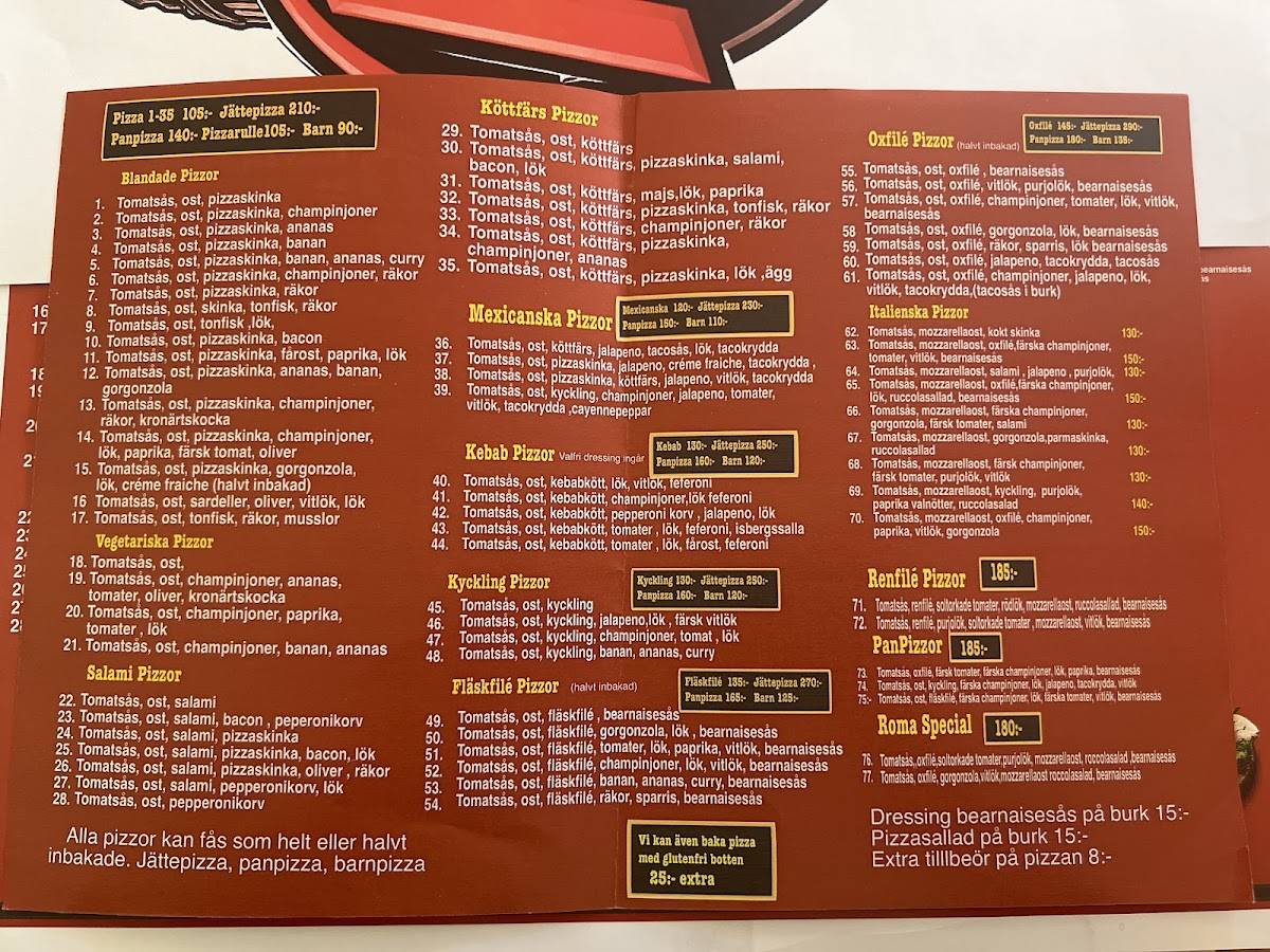 Pizzeria Roma меню