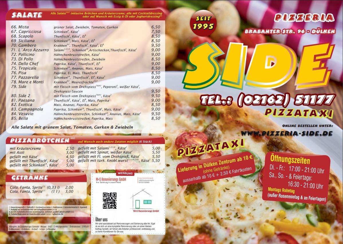 Pizzeria Side меню