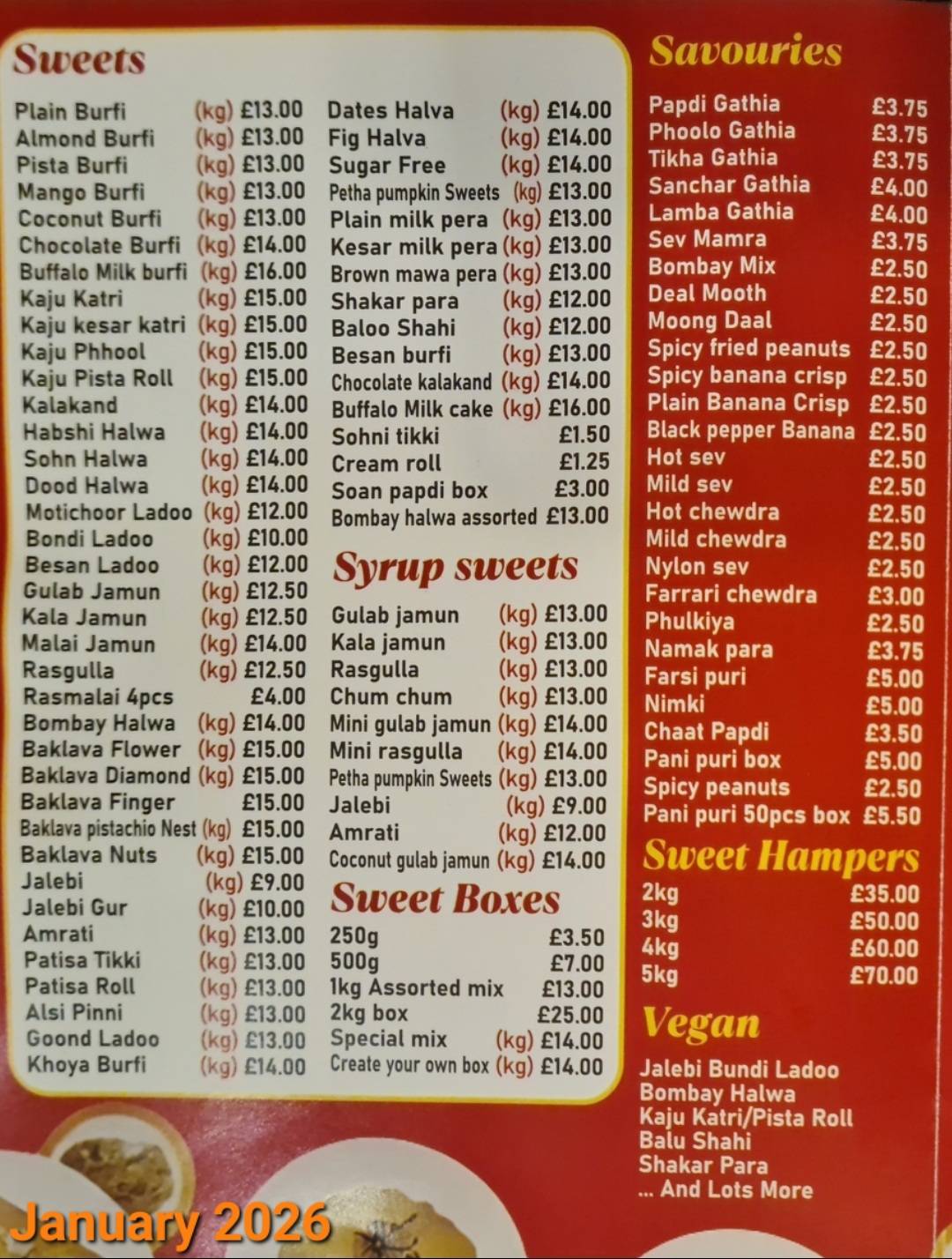 Pooja Sweets & Savories меню