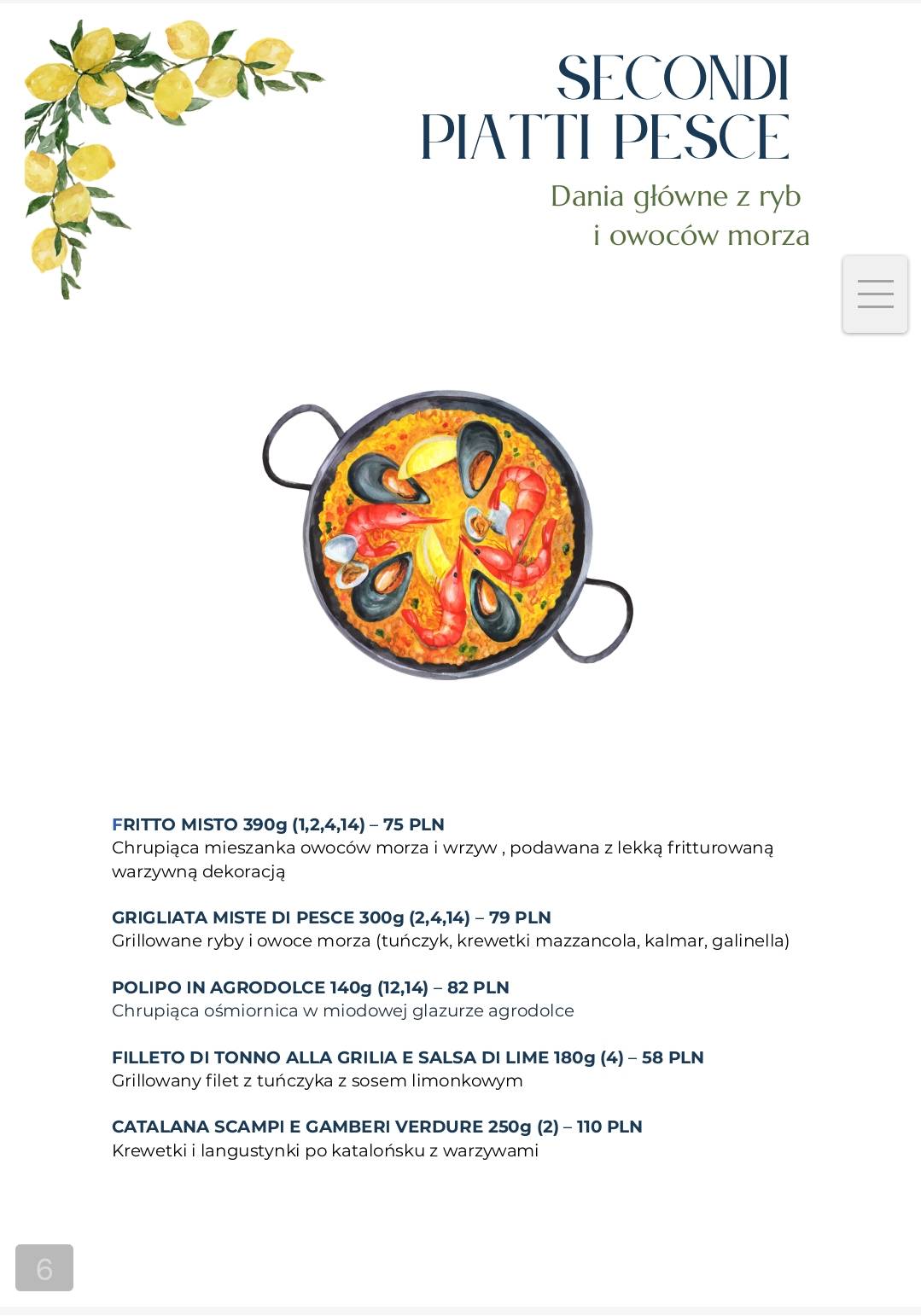Positano Ristorante меню