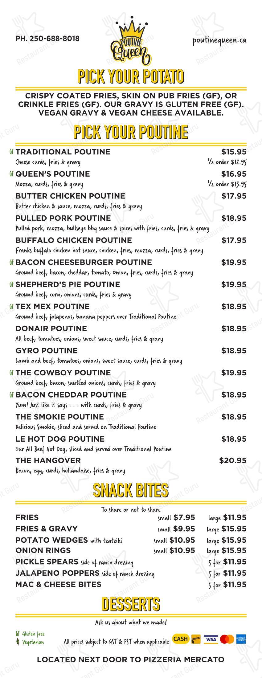 Poutine Queen в Инвермире - Меню напитков