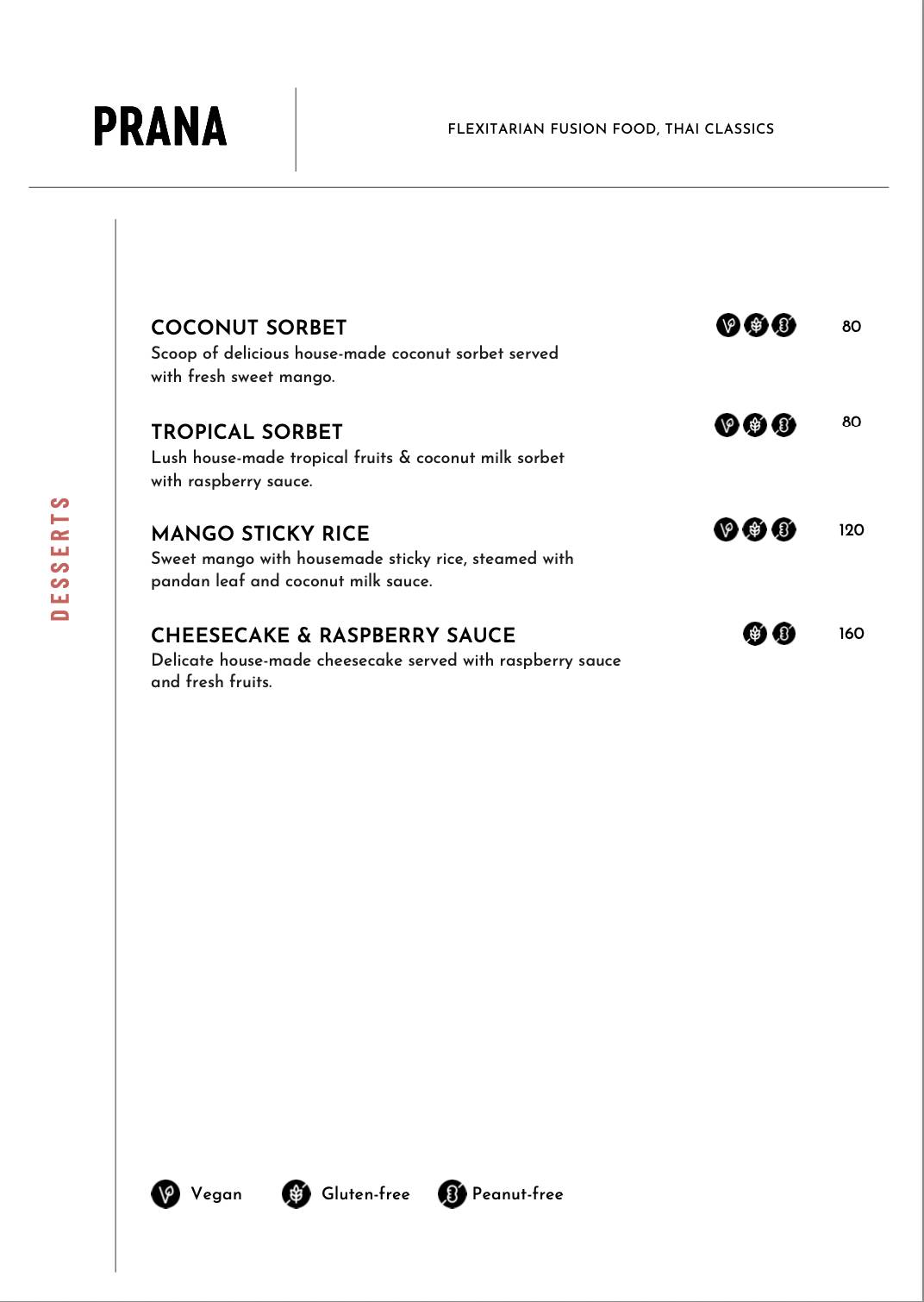 Prana Eatery меню