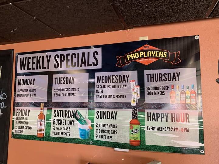 Pro Players Sports Bar and Grill меню