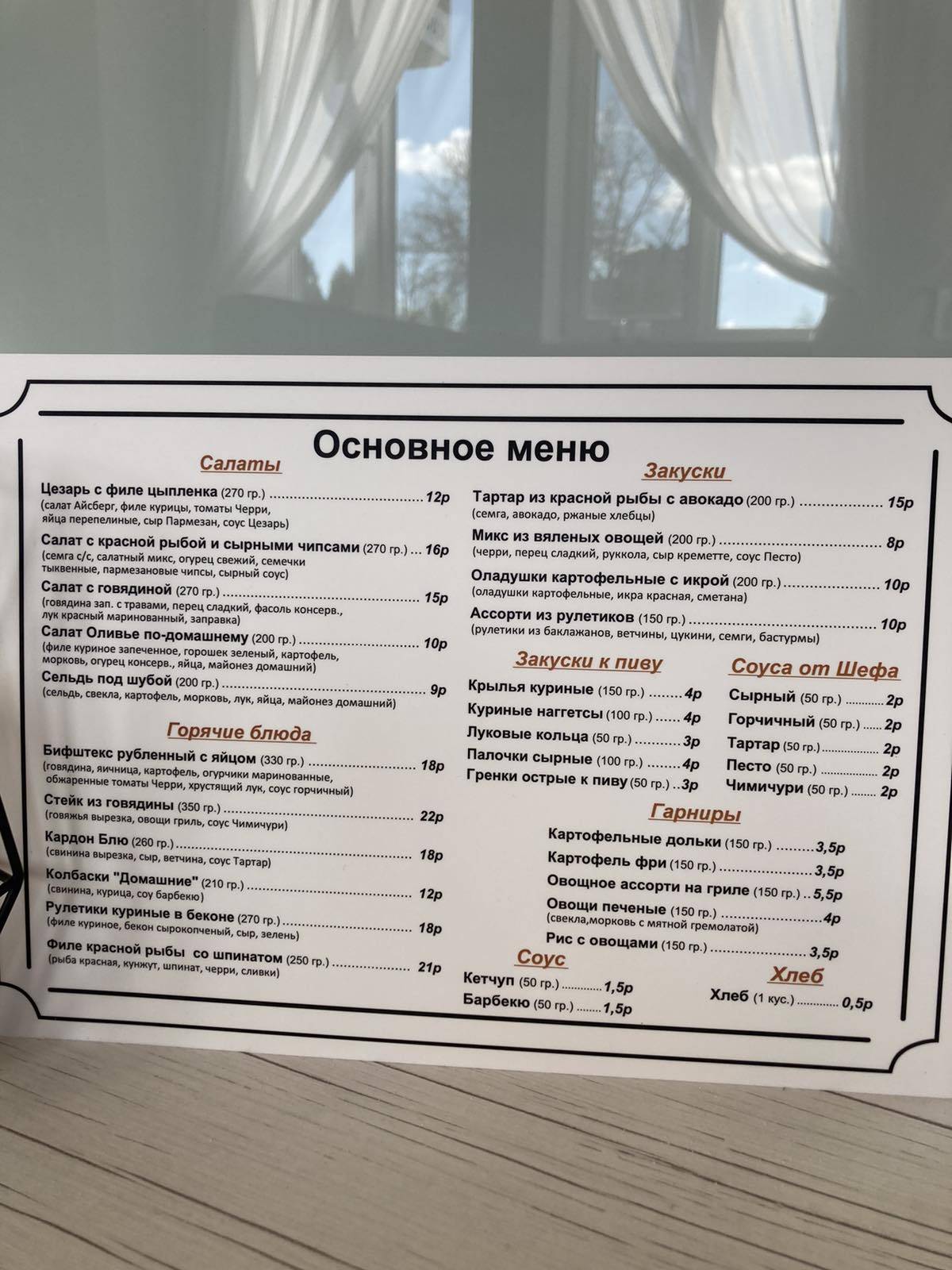 ПрофиШефф меню