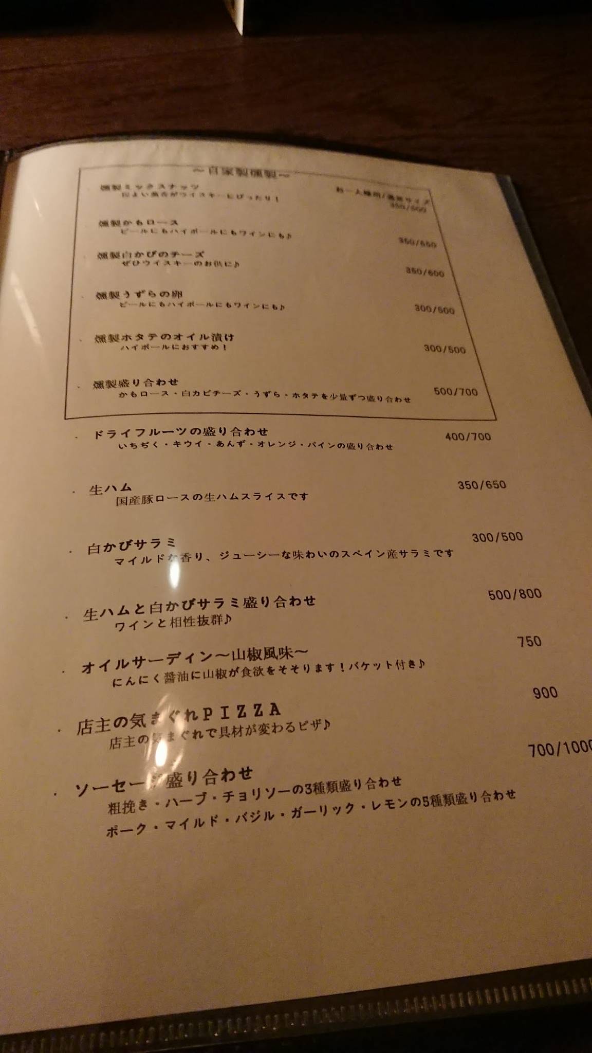 Bar Ritorno меню