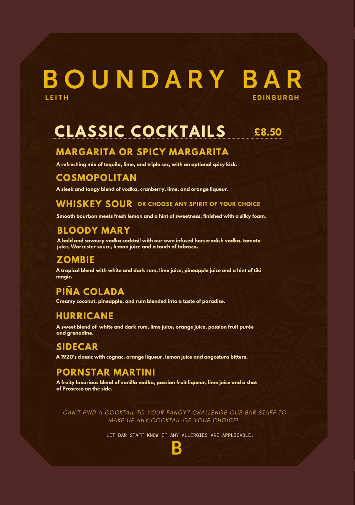 Boundary Bar меню