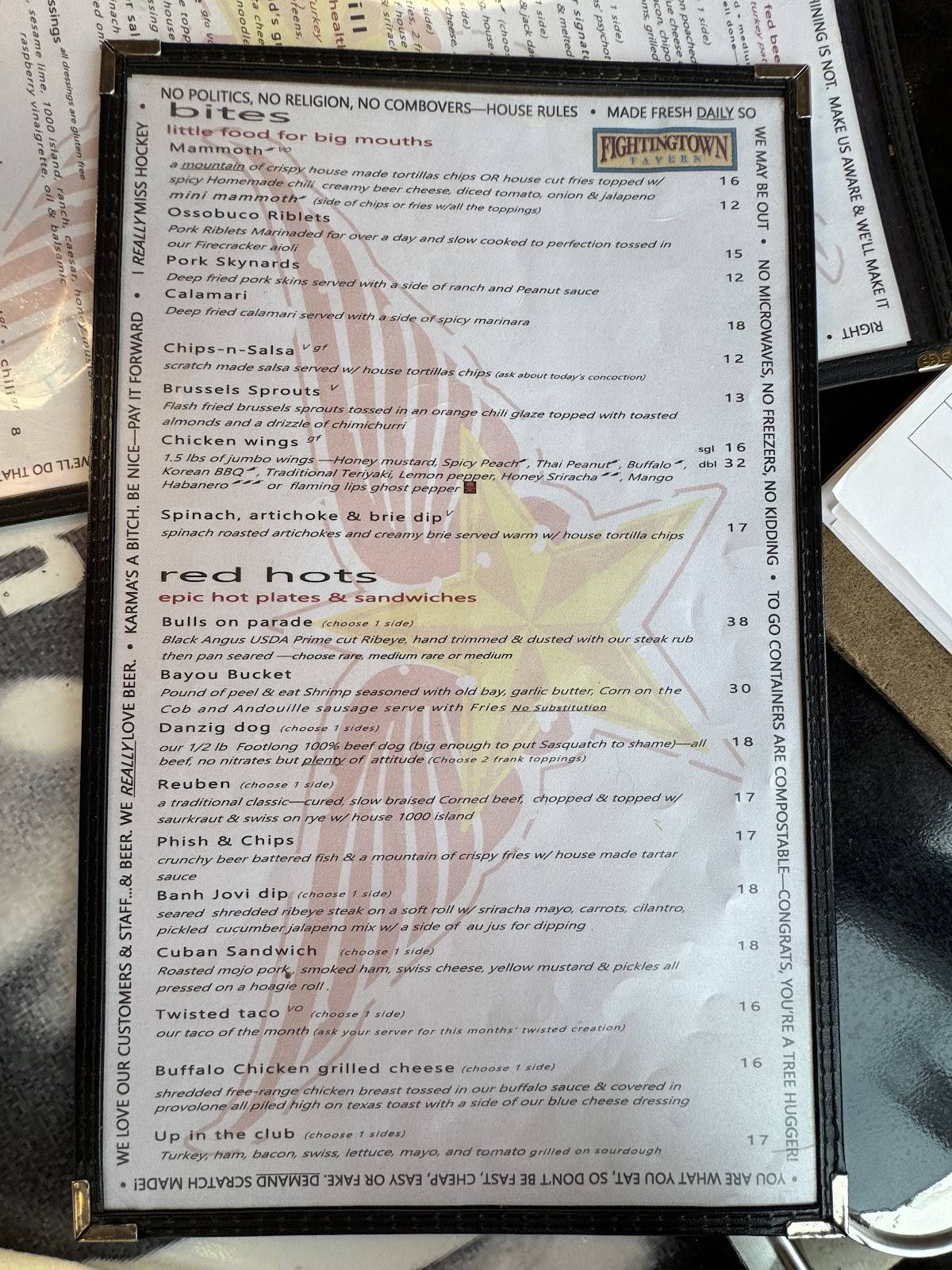Fightingtown Tavern меню