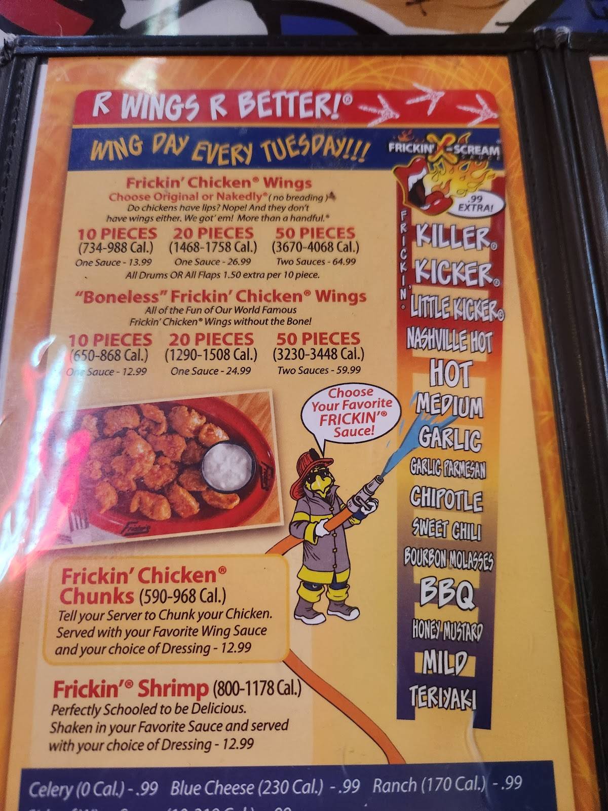 Fricker's Findlay меню
