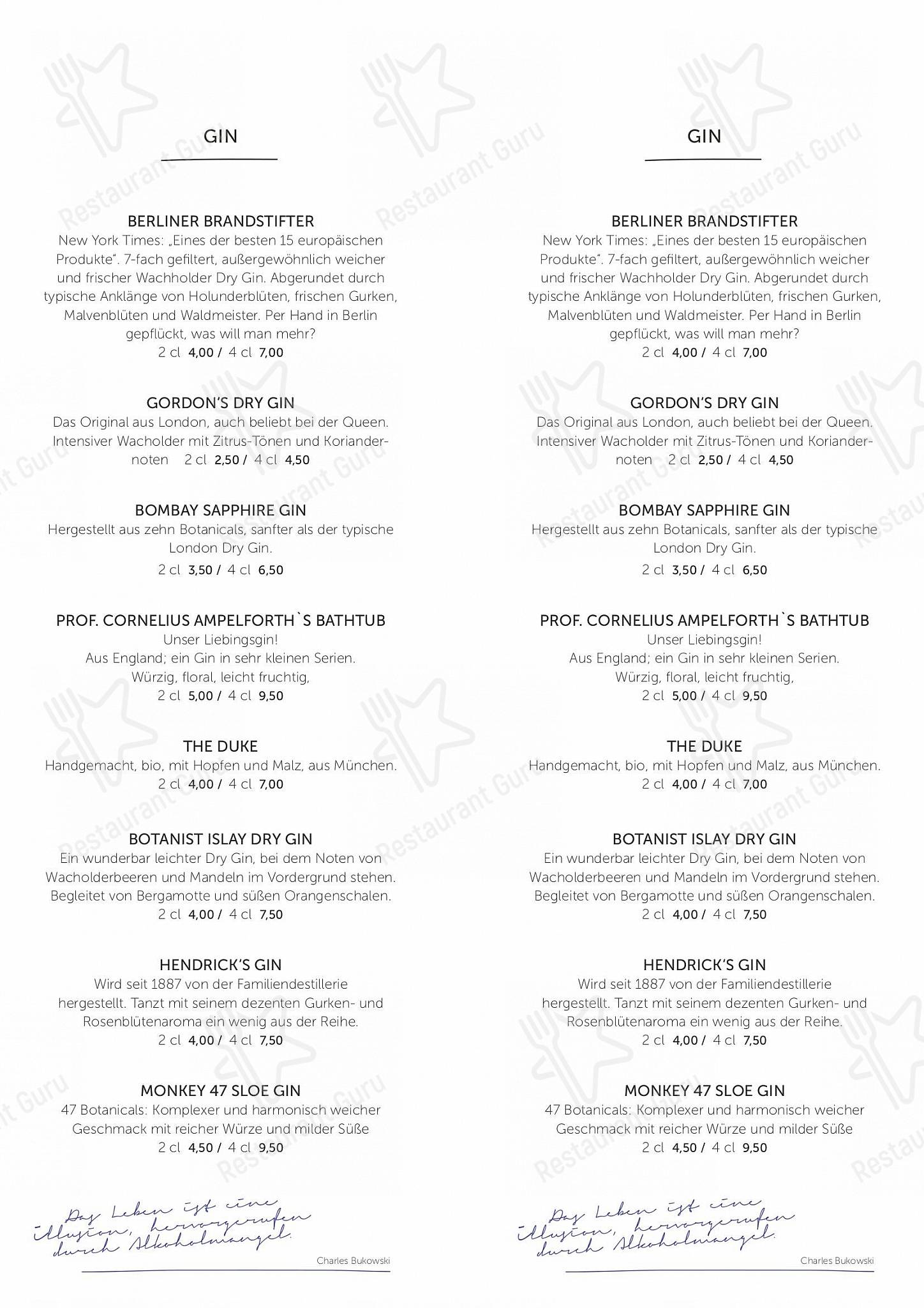Menu bistro паба и бара Makery - cafe, bar, lounge. - Braunschweig