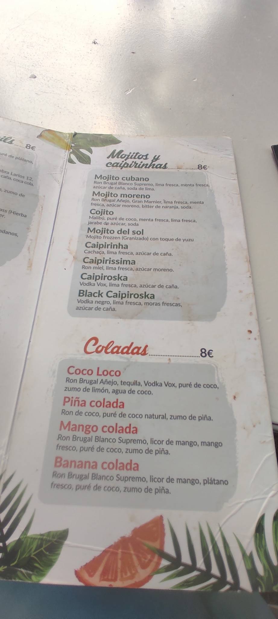 Panorámico El Rompido меню