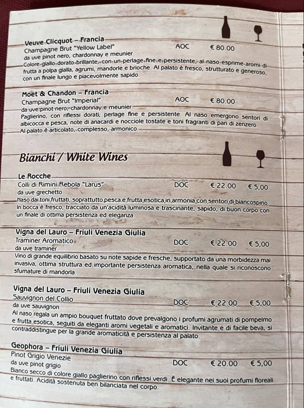 Ristorante Pizzeria Auriga меню