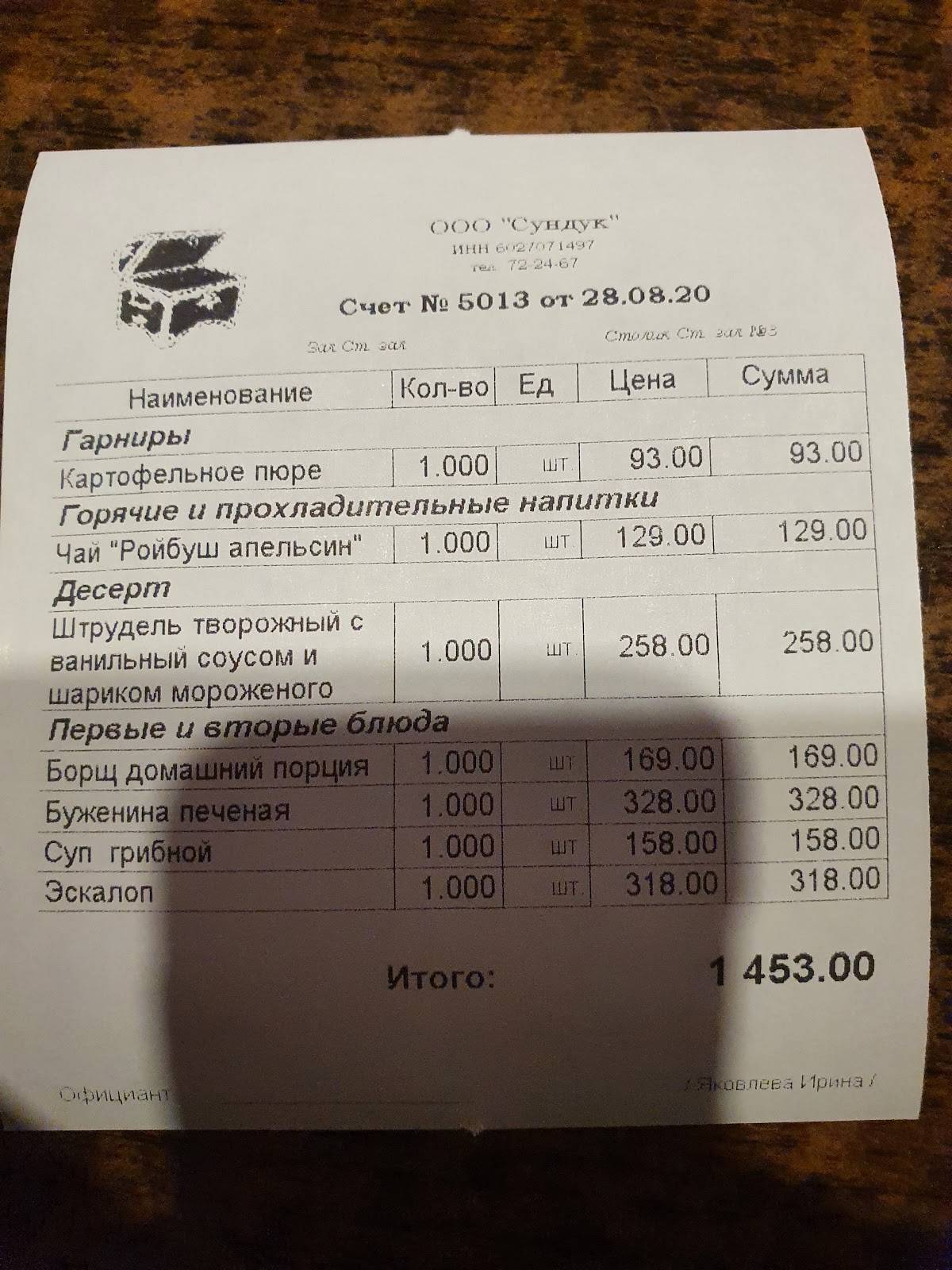 Сундук меню