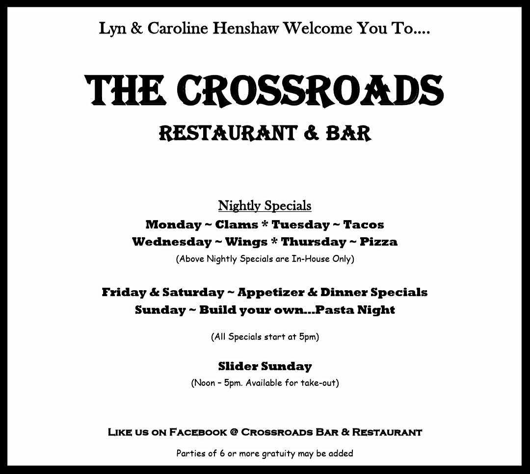 Crossroads меню