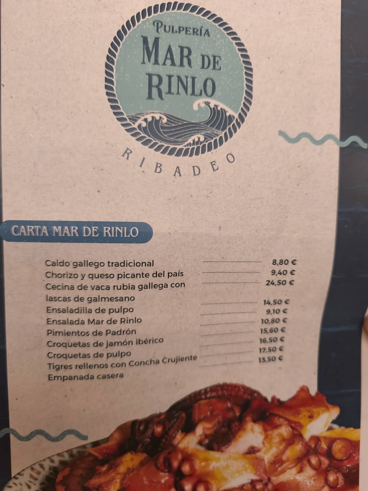 Pulpería Mar de Rinlo меню
