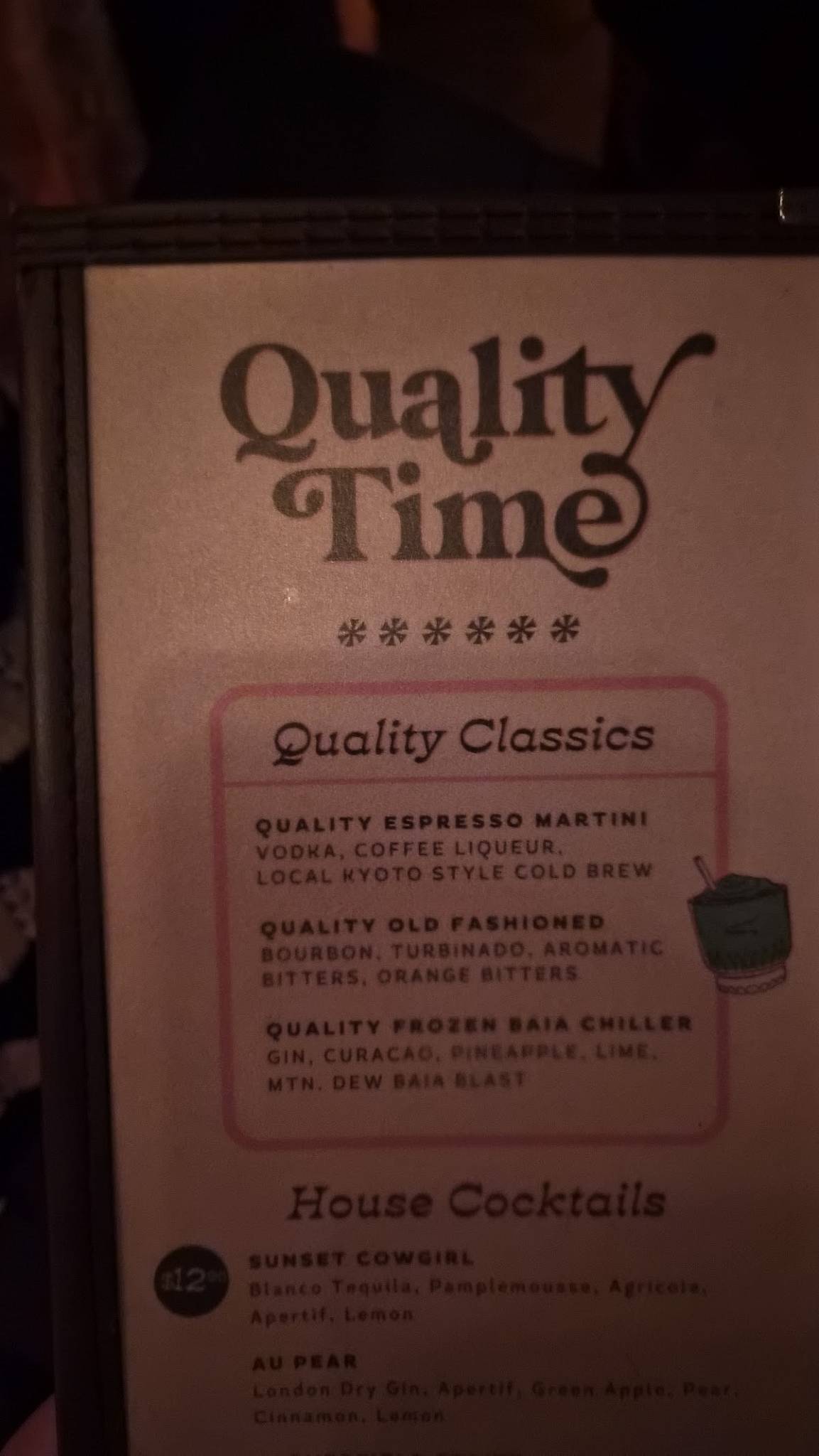 Quality Time меню