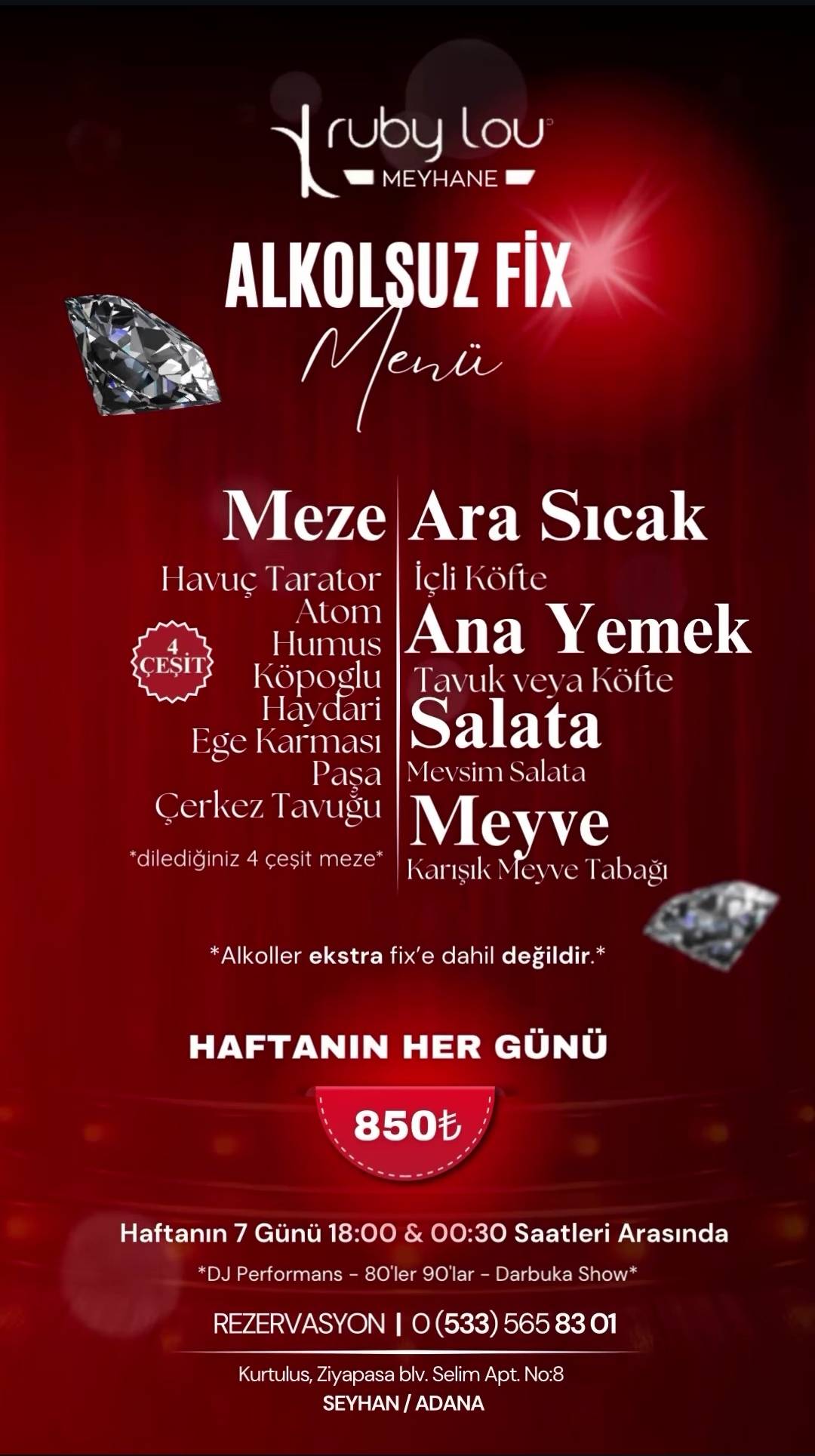 RUBYLOU Meyhane & Live Performance меню