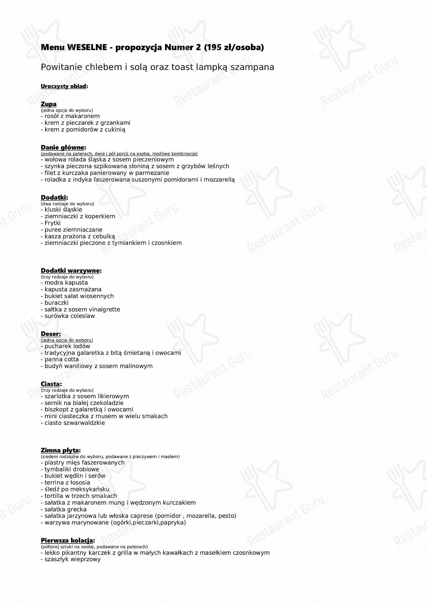 Меню ресторана Radosz - Takeaway Menu