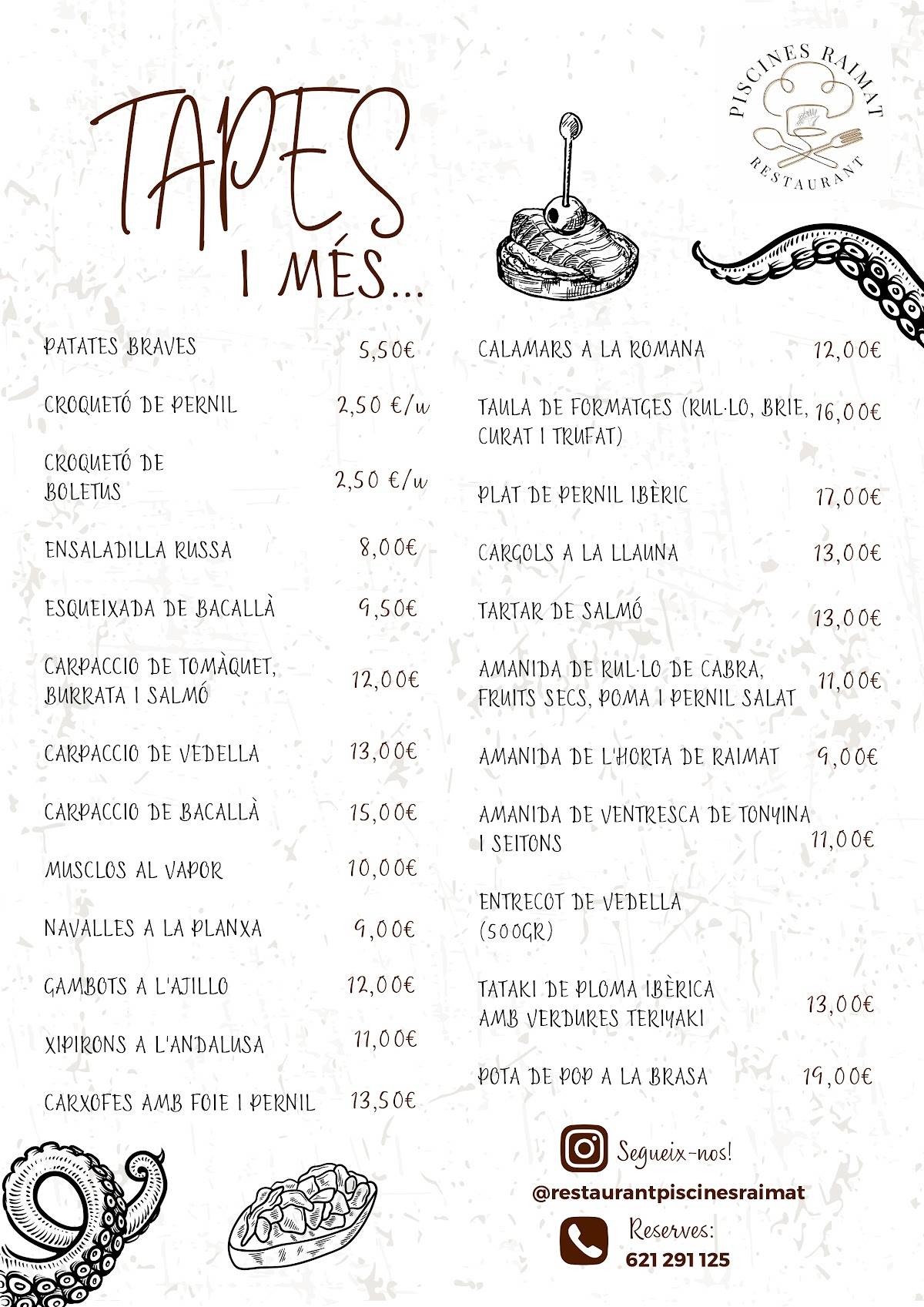 Restaurant Piscines Raïmat - Raimat Oh My Club меню