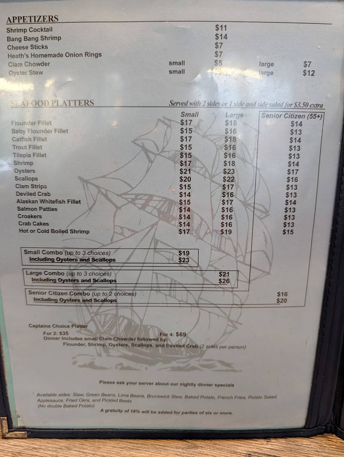 Captain Stanley's Seafood Restaurant меню