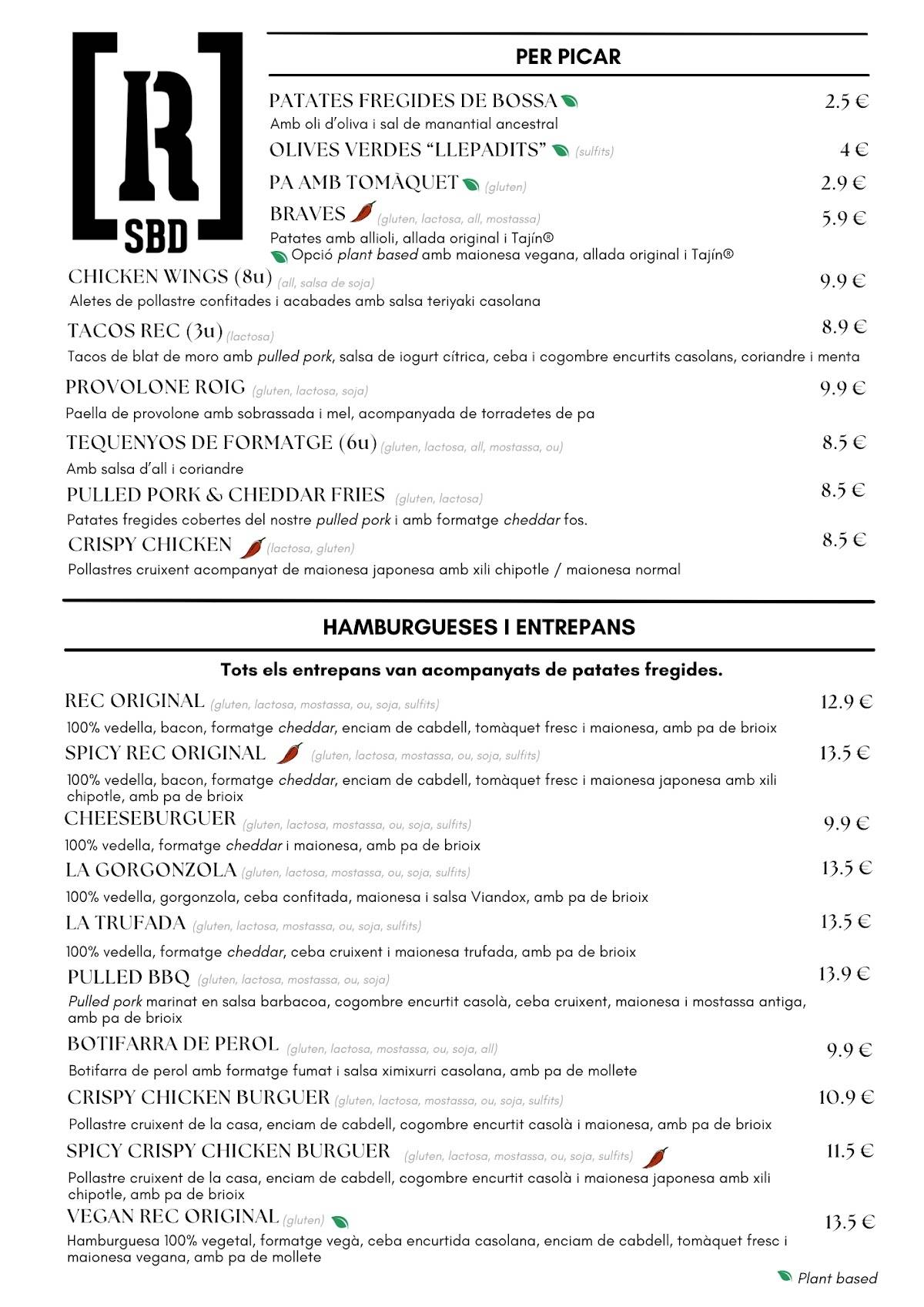 Rec Sabadell - Hamburgueses & Craft Beer меню