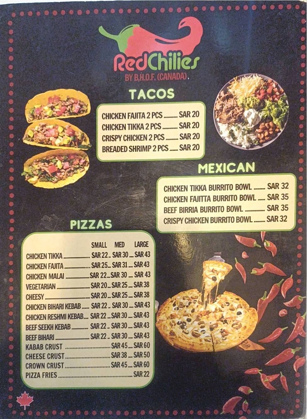 Red Chillies Ksa меню