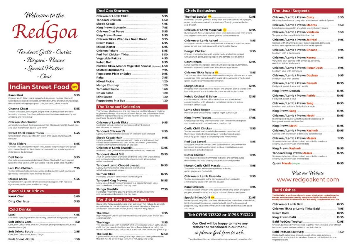 Redgoa Indian Takeaway меню