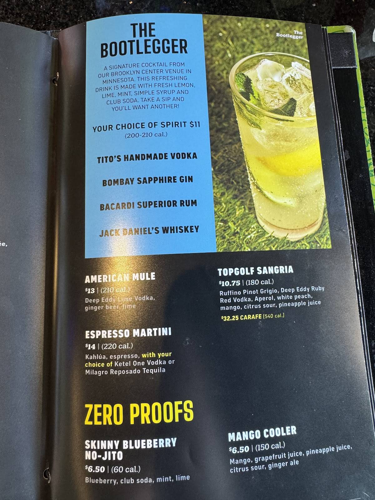 Topgolf Renton меню