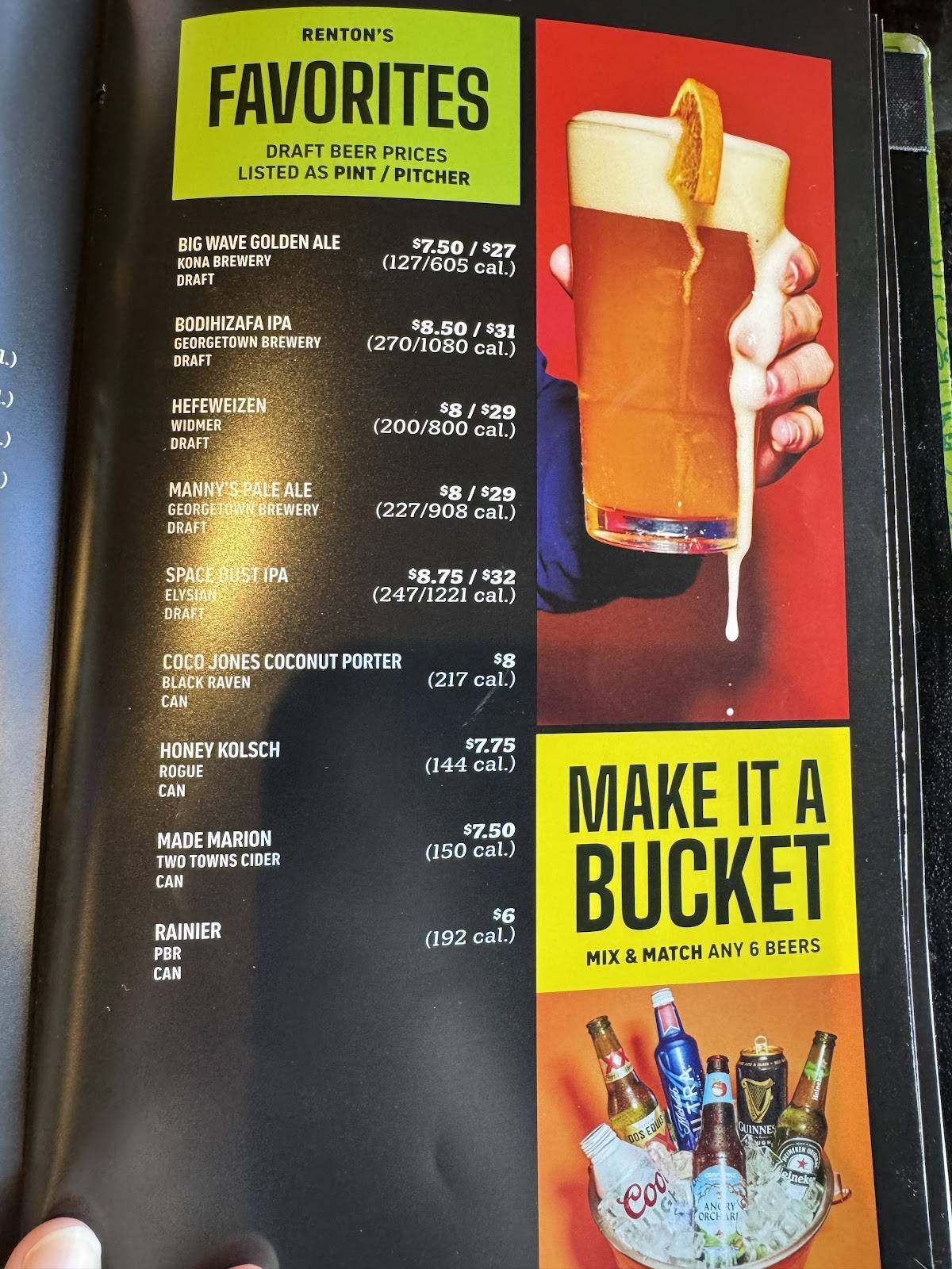 Topgolf Renton меню