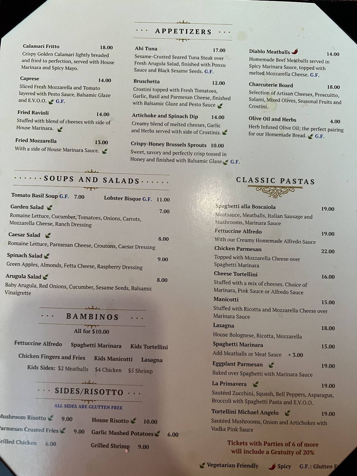 Amore Italian Restaurant меню