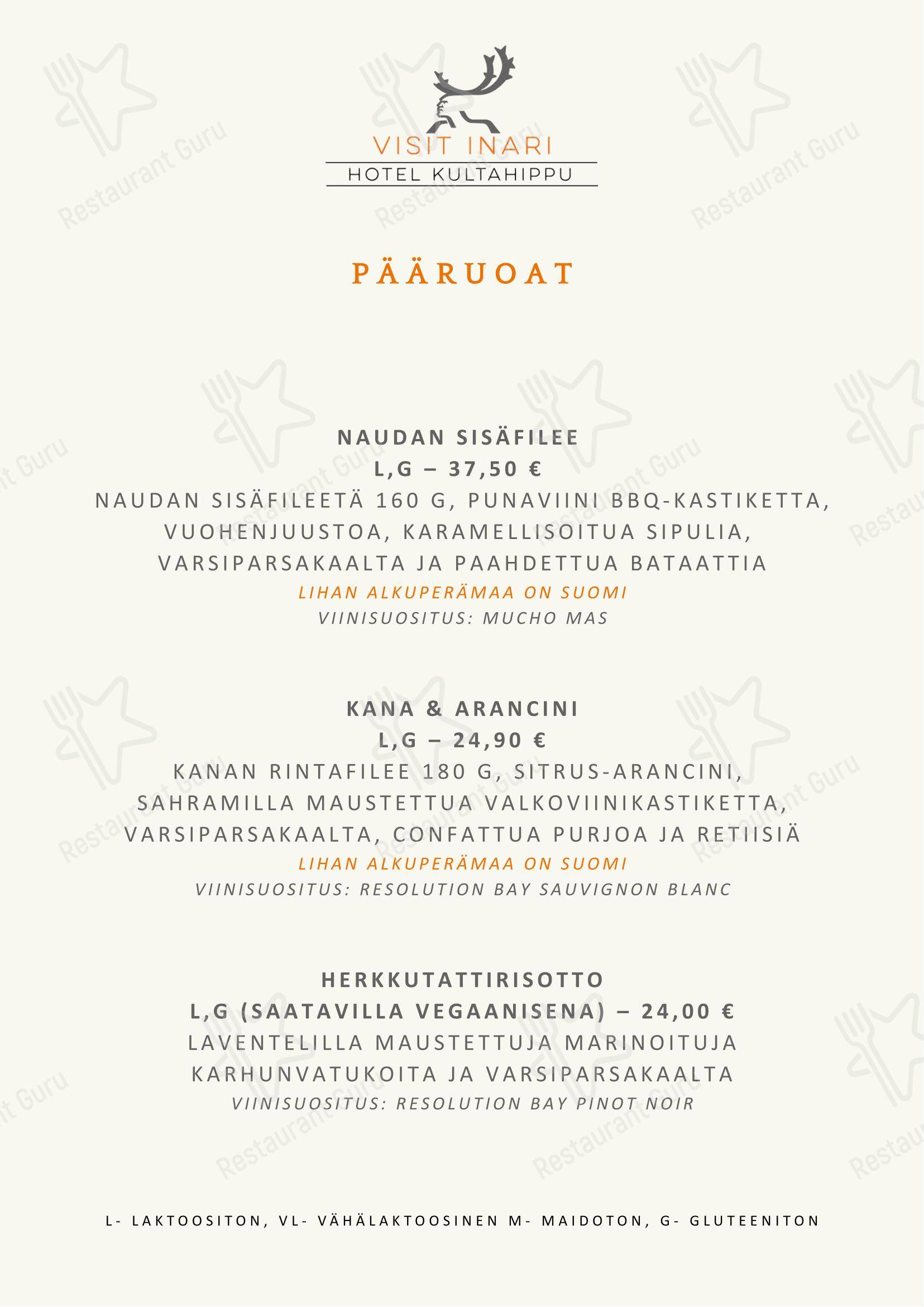 Меню ресторана Restaurant Aurora - Меню