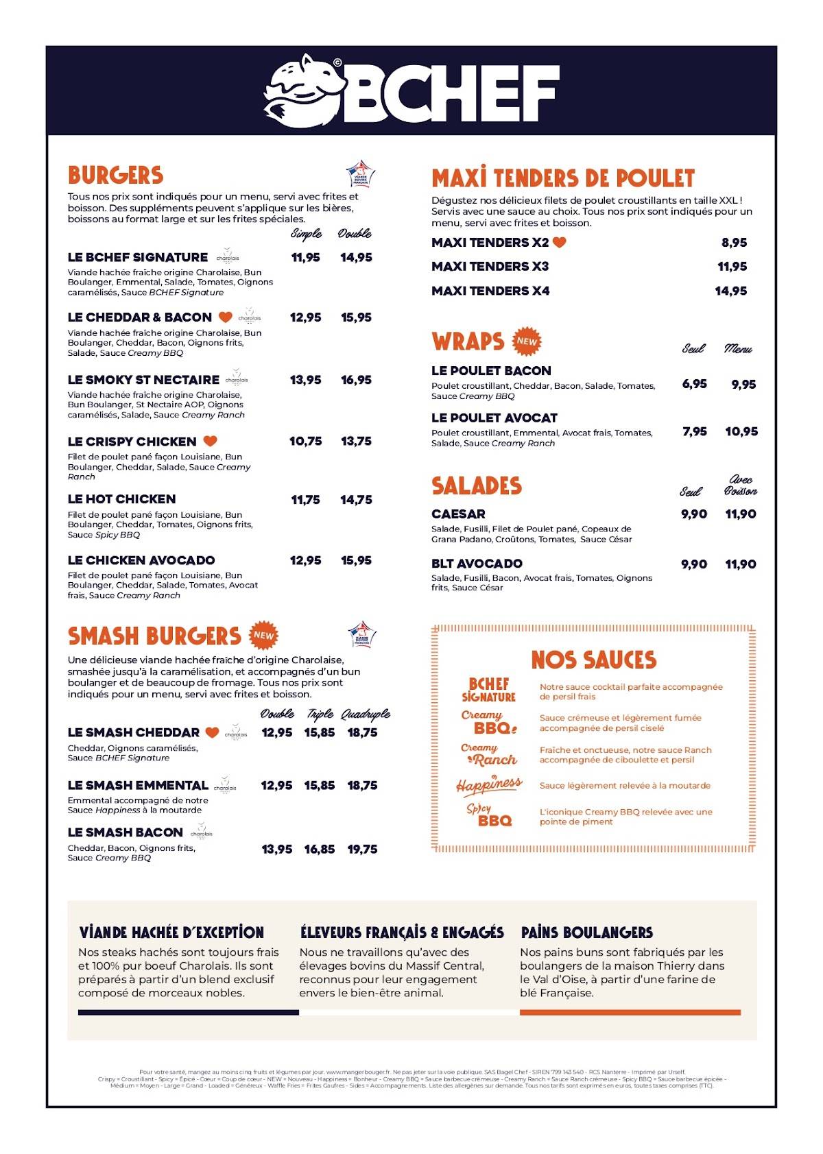 BCHEF Burgers - Rennes Colombier меню