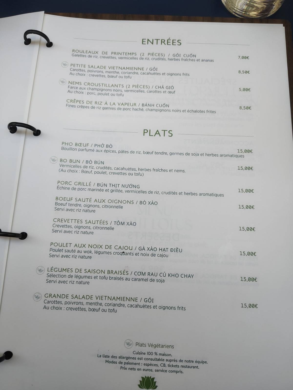 BISTROT SAIGON меню