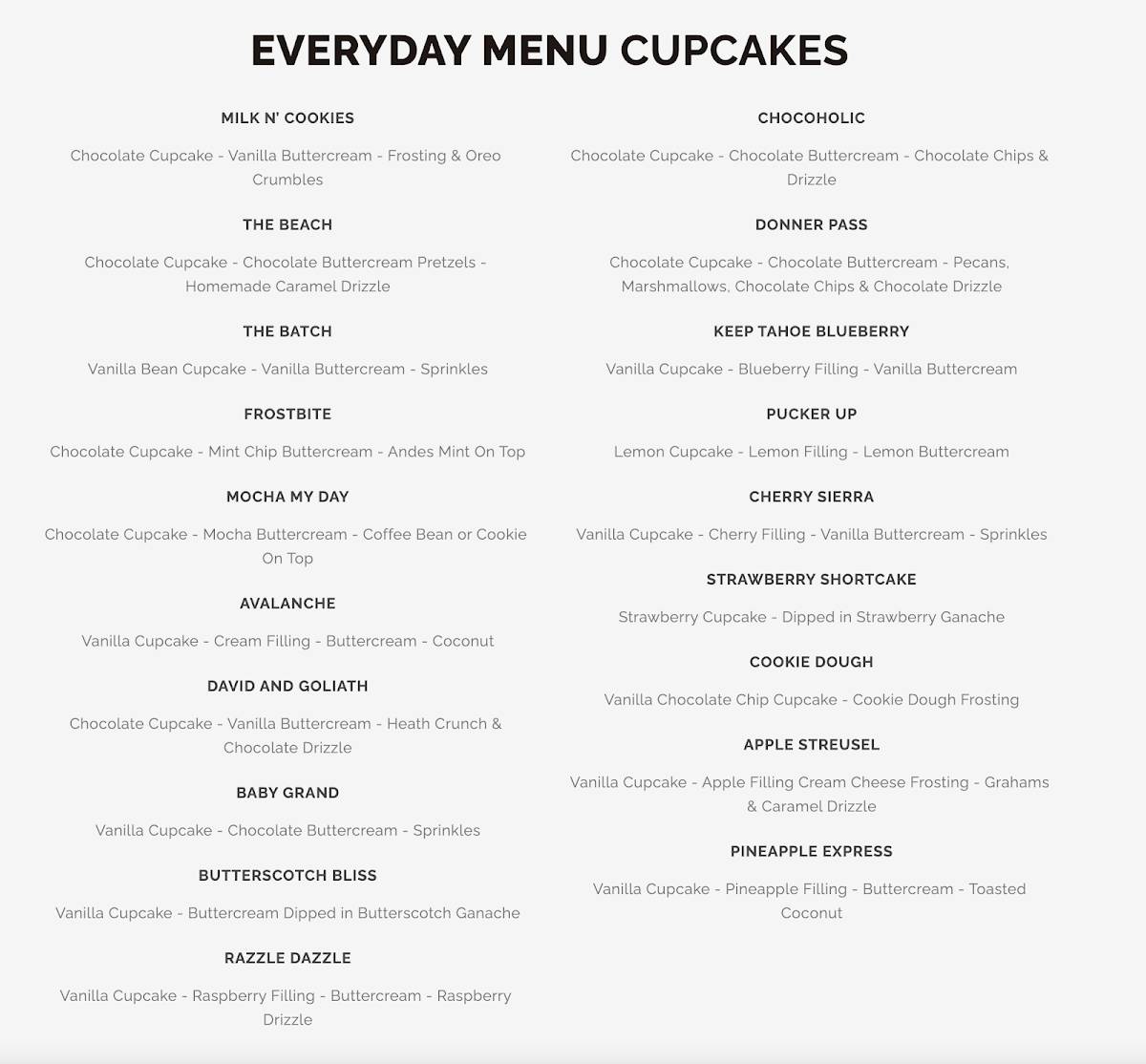 Batch Cupcakery меню