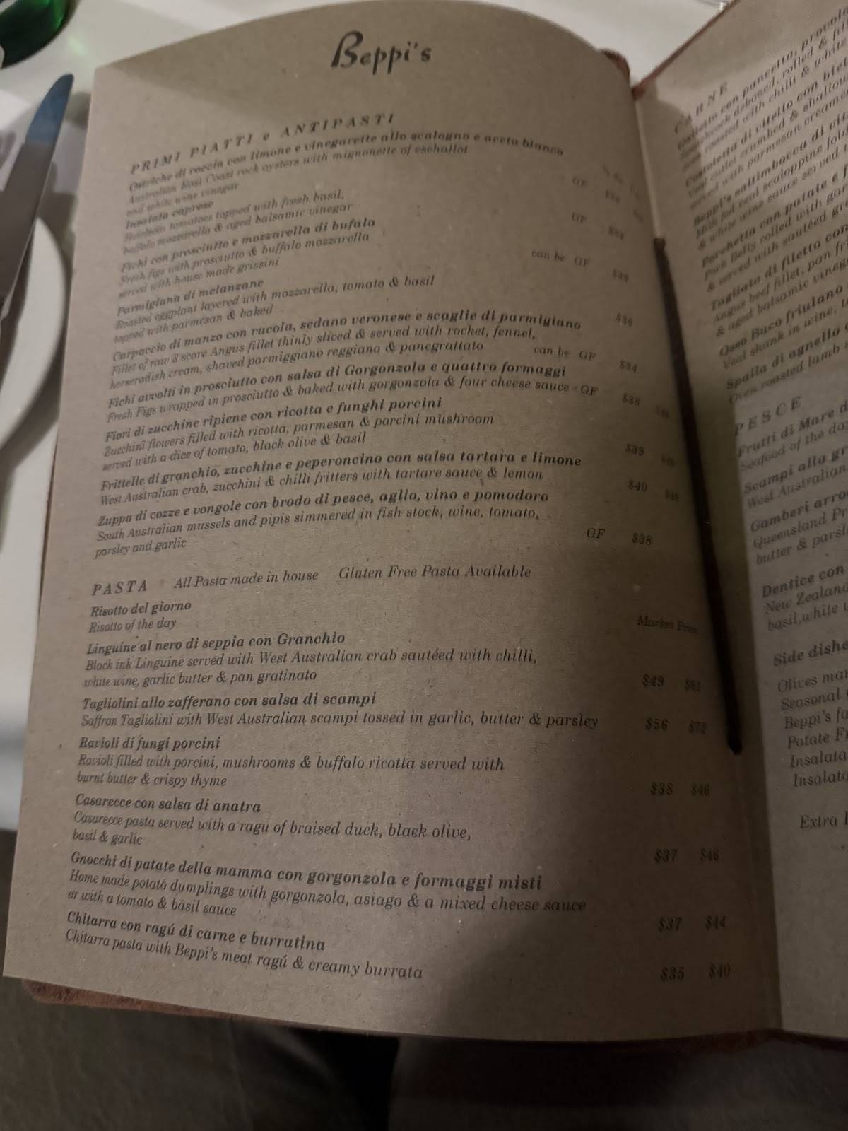 Beppi's Italian меню